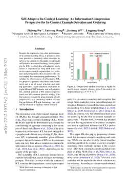 Self-Adaptive In-Context Learning: An Information Compression
  Perspective for In-Context Example Selection and Ordering
