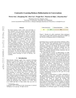 Contrastive Learning Reduces Hallucination in Conversations