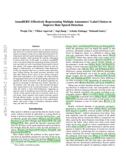 AnnoBERT: Effectively Representing Multiple Annotators' Label Choices to
  Improve Hate Speech Detection