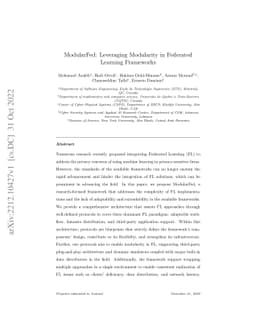 ModularFed: Leveraging Modularity in Federated Learning Frameworks