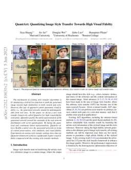 QuantArt: Quantizing Image Style Transfer Towards High Visual Fidelity