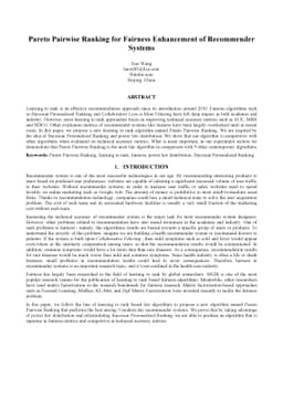 Pareto Pairwise Ranking for Fairness Enhancement of Recommender Systems