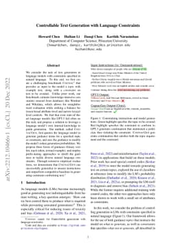 Controllable Text Generation with Language Constraints