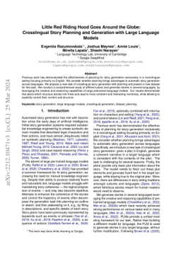 Little Red Riding Hood Goes Around the Globe:Crosslingual Story Planning
  and Generation with Large Language Models