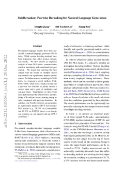 PairReranker: Pairwise Reranking for Natural Language Generation