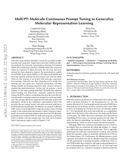 MolCPT: Molecule Continuous Prompt Tuning to Generalize Molecular
  Representation Learning