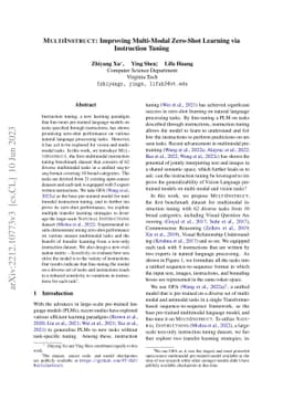 MultiInstruct: Improving Multi-Modal Zero-Shot Learning via Instruction
  Tuning
