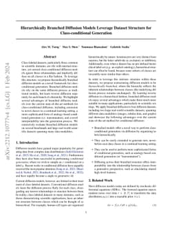 Hierarchically branched diffusion models leverage dataset structure for
  class-conditional generation