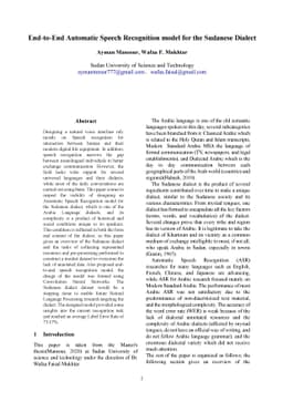 End-to-End Automatic Speech Recognition model for the Sudanese Dialect