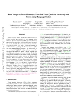 From Images to Textual Prompts: Zero-shot VQA with Frozen Large Language
  Models