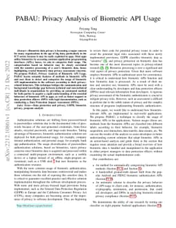 PABAU: Privacy Analysis of Biometric API Usage