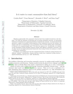 Is it easier to count communities than find them?
