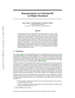 Hyperparameters in Contextual RL are Highly Situational