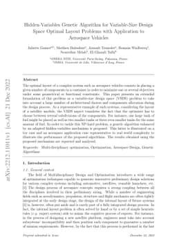 Hidden-Variables Genetic Algorithm for Variable-Size Design Space
  Optimal Layout Problems with Application to Aerospace Vehicles