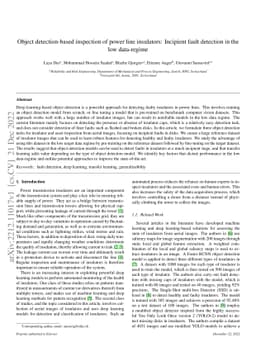Object detection-based inspection of power line insulators: Incipient
  fault detection in the low data-regime