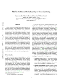 MAViC: Multimodal Active Learning for Video Captioning