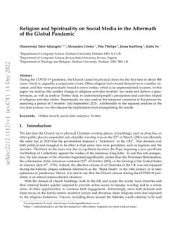 Religion and Spirituality on Social Media in the Aftermath of the Global
  Pandemic