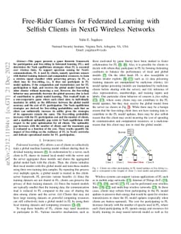 Free-Rider Games for Federated Learning with Selfish Clients in NextG
  Wireless Networks