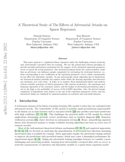 A Theoretical Study of The Effects of Adversarial Attacks on Sparse
  Regression