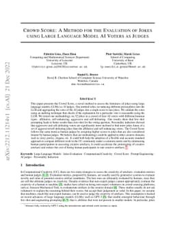 Crowd Score: A Method for the Evaluation of Jokes using Large Language
  Model AI Voters as Judges