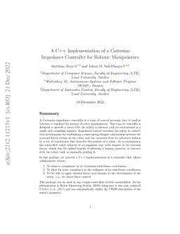 A C++ Implementation of a Cartesian Impedance Controller for Robotic
  Manipulators