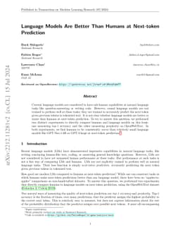 Language models are better than humans at next-token prediction