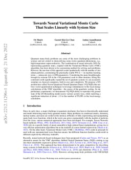 Towards Neural Variational Monte Carlo That Scales Linearly with System
  Size