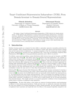 Target Conditioned Representation Independence (TCRI); From
  Domain-Invariant to Domain-General Representations