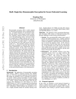 Skefl: Single-Key Homomorphic Encryption for Secure Federated Learning