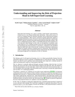 Understanding and Improving the Role of Projection Head in
  Self-Supervised Learning
