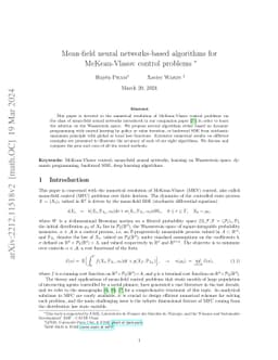 Mean-field neural networks-based algorithms for McKean-Vlasov control
  problems *