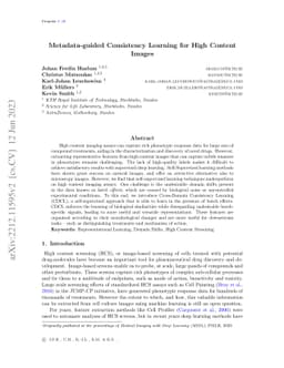 Metadata-guided Consistency Learning for High Content Images