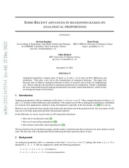 Some recent advances in reasoning based on analogical proportions