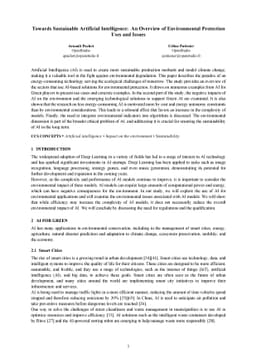 Towards Sustainable Artificial Intelligence: An Overview of
  Environmental Protection Uses and Issues