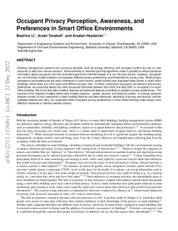 Occupant Privacy Perception, Awareness, and Preferences in Smart Office
  Environments