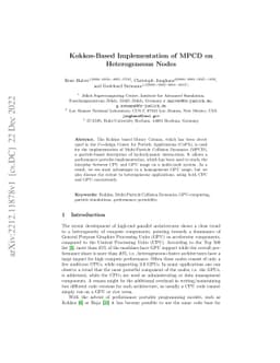 Kokkos-Based Implementation of MPCD on Heterogeneous Nodes