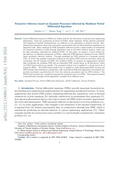 Parameter Inference based on Gaussian Processes Informed by Nonlinear
  Partial Differential Equations