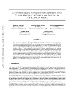 A Topic Modeling Approach to Classifying Open Street Map Health Clinics
  and Schools in Sub-Saharan Africa