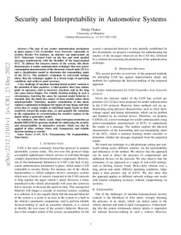 Security and Interpretability in Automotive Systems