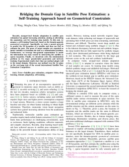 Bridging the Domain Gap in Satellite Pose Estimation: a Self-Training
  Approach based on Geometrical Constraints