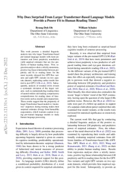 Why Does Surprisal From Larger Transformer-Based Language Models Provide
  a Poorer Fit to Human Reading Times?