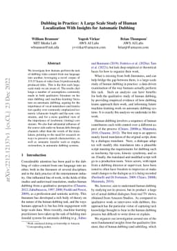 Dubbing in Practice: A Large Scale Study of Human Localization With
  Insights for Automatic Dubbing