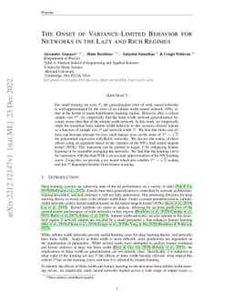 The Onset of Variance-Limited Behavior for Networks in the Lazy and Rich
  Regimes