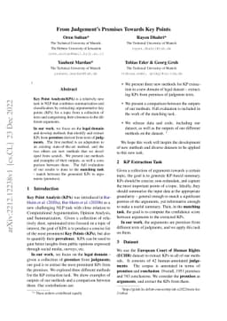 From Judgement's Premises Towards Key Points