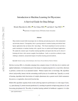 Introduction to Machine Learning for Physicians: A Survival Guide for
  Data Deluge