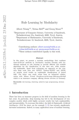 Rule Learning by Modularity