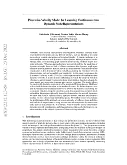 Piecewise-Velocity Model for Learning Continuous-time Dynamic Node
  Representations
