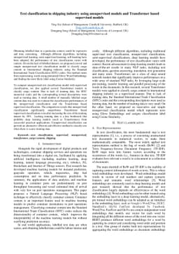 Text classification in shipping industry using unsupervised models and
  Transformer based supervised models