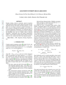 Alignment Entropy Regularization