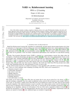 NARS vs. Reinforcement learning: ONA vs. Q-Learning